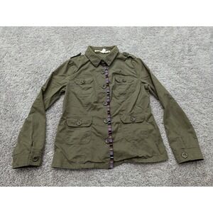 Chelsea & Violet MIlitary Jacket Womens Large Green Button‎ Up Collared Army